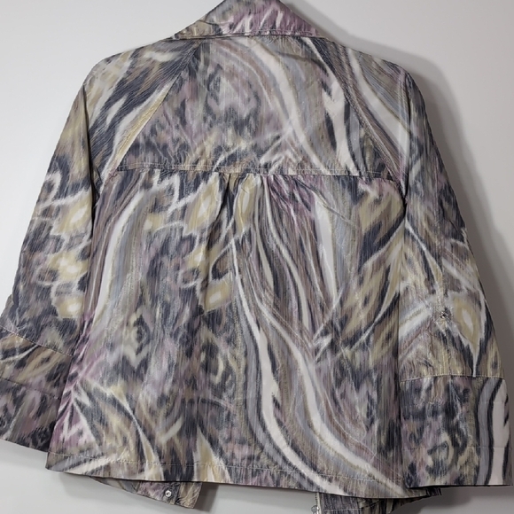 Patty Kim | Pastel Marble Wave Lightweight Utility Blazer Trench Jacket Size S - Picture 10 of 11